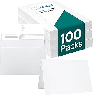 100 Pack White Blank Cards and 100 Pack Envelopes 4x6, Note Greeting Car...