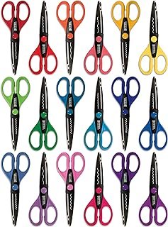 Better Office Products 18 Piece Decorative Edge Craft Scissors, 18 Color...