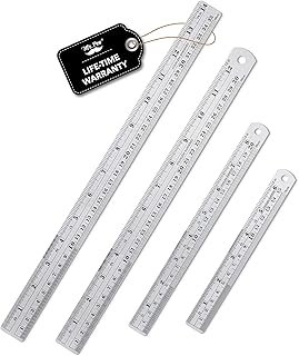 Mr. Pen Steel Rulers, 6, 8, 12, 14 inch Metal Rulers, Pack of 4