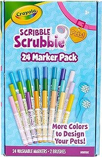 Crayola Scribble Scrubbie Pets Marker Set, 24 Washable Markers For Kids,...