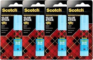 Scotch Removable Restickable Glue Stick, .49oz, Repositionable Stick, 4 ...