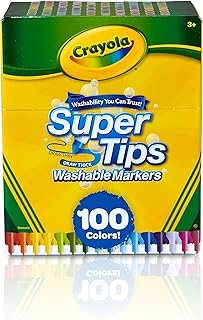 Crayola Super Tips Marker Set for Kids (100ct), Broad Tip & Fine Point W...
