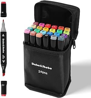 Dabo&Shobo 24 Colors Drawing Markers, Dual Tip Art Markers, Coloring Mar...