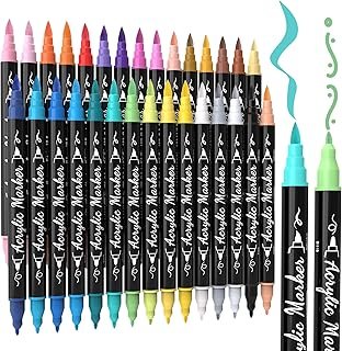 30 Colors Acrylic Paint Pens Markers Waterproof Dual Tip Acrylic Marker ...