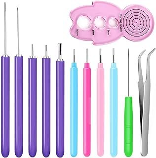 12 Pack Paper Quilling Tools Slotted Kit, Different Sizes Rolling Curlin...