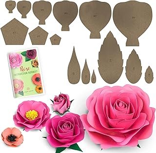 Paper Flower Template Kit Rose and Bonus Poppy (4 Styles Rose, 1