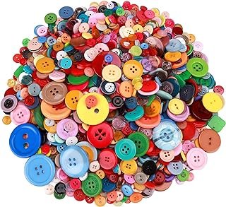 Greentime 1500 pcs Round Resin Buttons Mixed Color Assorted Sizes for Cr...