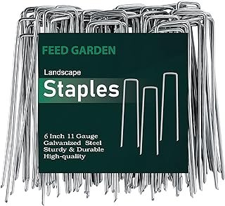 FEED GARDEN 6 Inch 50 Pack Hot-dip Galvanized Landscape Staples Plant Co...