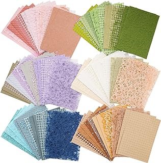 96 Sheets Textured Scrapbook Paper and Mesh Fabric Assorted Set - 6 Pack...