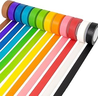 12PCS Colored Masking Tape, Colored Tape for Kids Art Supplies, DIY Craf...