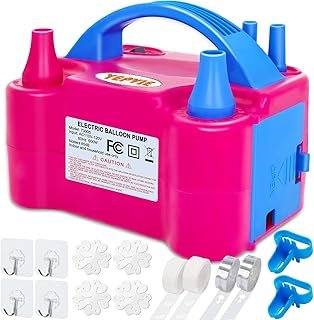 Electric Balloon Pump, Portable 2 Modes Balloon Blower Machine with 14 B...