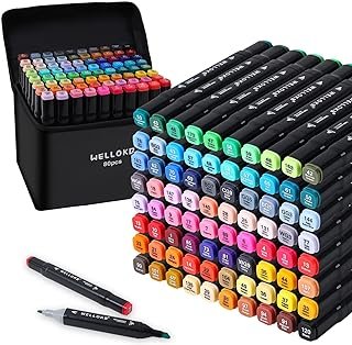 Alcohol Markers, 80 Colors Dual Brush Tip Permanent Art Markers, Colorin...