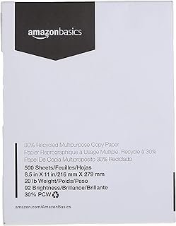 Amazon Basics 30% Recycled Multipurpose Copy Printer Paper, 8.5 x 11 Inc...