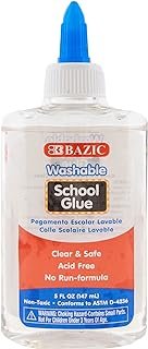 BAZIC Washable Clear School Glue 5 Oz. (147 mL), Liquid Clear Glues Adhe...