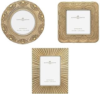 Classic Gold 1920s Mini Frame Set/Set of 3/2.5x2.5 & 2.5x3.5 In | For Ta...