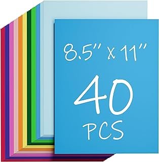 CreGear 40 Sheets Colored Cardstock, 10 Assorted Colors 8.5 x 11 Cardsto...
