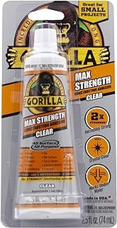 Gorilla Max Strength Construction Adhesive, Clear Glue, 2.5 Ounce Squeez...
