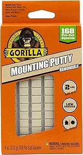 Gorilla Mounting Putty, Natural Tan Color, 168 Pre-Cut Squares (Pack of ...
