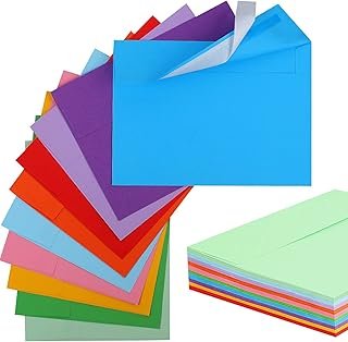 50 Pack Colored A7 Envelopes, 5x7 Self-Seal for Invitations, Weddings, P...