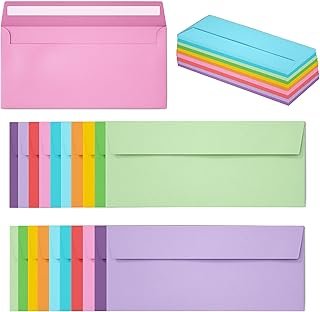 50 Pack Business Envelopes #10, 4.13 x 9.49 Inches Colored Envelopes Sel...