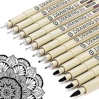 Muchcute Micro Fineliner Drawing Art Pens: 12 Black Fine Line Waterproof...