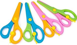 LOVESTOWN Kids Safety Scissors, 4 PCS Blunt Tip Scissor Preschool Traini...