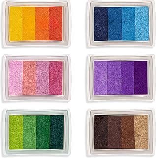 Craft Ink Pad, Set of 6 Washable DIY Stamp Ink Pads for Kids, 24 Colors