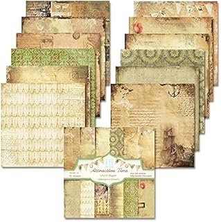 Vintage Scrapbook Paper Aesthetic Patterned Paper 12×12,24 Sheets Double...
