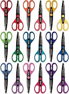 Better Office Products 18 Piece Decorative Edge Craft Scissors, 18 Color...