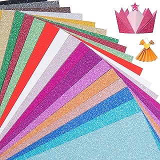 20 Colors 50 Sheets Glitter Cardstock,Cardstock Paper,Premium Sparkly Cr...