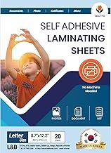 Self Stick Laminating Sheets 8.7 x 12.2 Inches, 4mil, Pack of 20, No Hea...