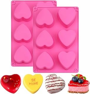 6 Holes Heart Shaped Silicone Mold For Chocolate Cake Jelly Pudding Hand...