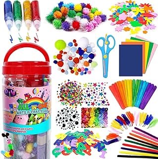 FUNZBO Arts and Crafts Supplies for Kids - Craft Kit with Glitter Glue S...