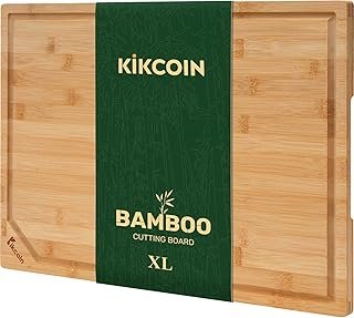 Bamboo Cutting Boards for Kitchen, Extra Large Wood Cutting Board with D...