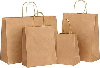 OUTUXED 40pcs Paper Bags with Handles Brown Kraft Paper Bags Assorted Si...