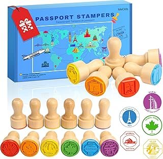 MeCids Passport Stamps for Kids – City and Country Stamp Set |24 Interna...
