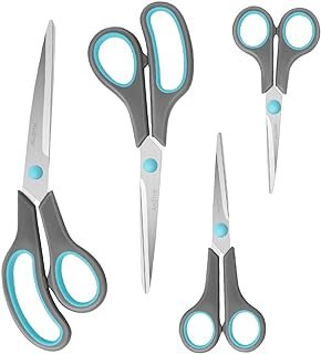 Scissors Set of 4, Premium Stainless Steel Razor Blades, Ergonomic Semi-...