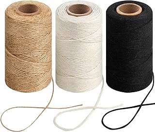 984 Ft Twine String, Natural Jute Twine, 2mm White Cotton Rope, 10ply Bl...