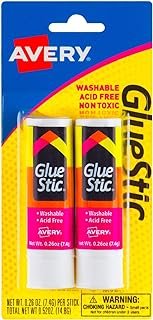 Avery Glue Stick White, Washable, Non-Toxic, 0.26 Oz. Permanent Glue Sti...