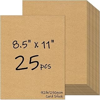 25 Sheets Brown Cardstock 8.5 x 11, 92lb/250gsm Kraft Card Stock Paper, ...