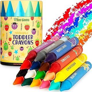 Jumbo Crayons (18 Colors) – Non-Toxic, Washable Crayons for Toddlers and...