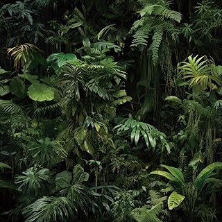 FunStick Dark Green Tropical Wallpaper Peel and Stick Jungle Leaf Wallpa...