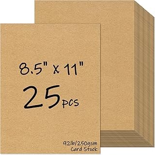 25 Sheets Brown Cardstock 8.5 x 11, 92lb/250gsm Kraft Card Stock Paper, ...