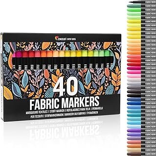 Zenacolor 40 Fabric Markers Pens Set - Non Toxic, Indelible and Permanen...