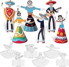 Yexiya 24 Set Day of The Dead Color Your Own Paper Dolls Crafts Kit Día ...