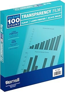 Samsill 100 Pack Transparent Printer Sheets, Projector Film, Clear Trans...