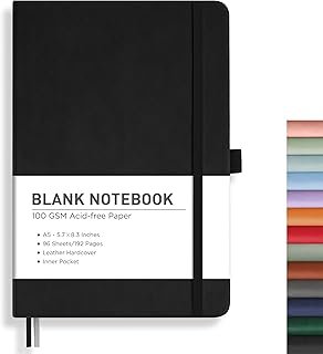 RETTACY Blank Journal Notebook, 192 Pages, A5 Medium Size (5.7'' x 8.3''...
