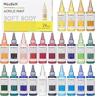 MEEDEN Soft Body Acrylic Paints Set: Matte Finish 24 Colors x 60ml/2oz F...