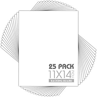 Mat Board Center, Pack of 25, 11x14 White Backing Boards, 4-Ply Thicknes...