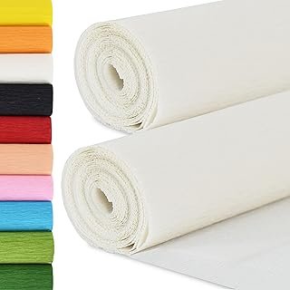 BEISHIDA White Crepe Paper Roll, 9.8 Inch Wide 8ft Long Crepe Paper Shee...